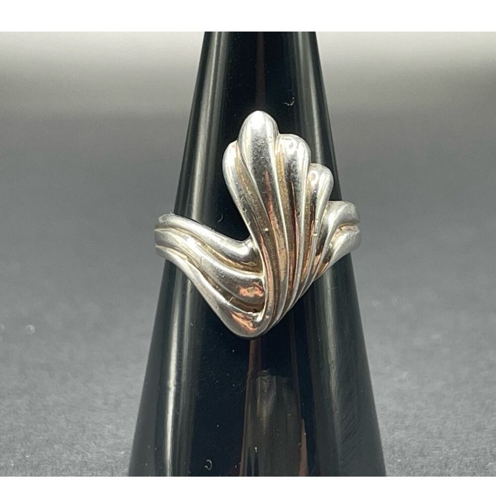 Sterling Silver Ring Band Size 7.75 Marked 925 Modernist Design 6.20g Freeform - Picture 2 of 8